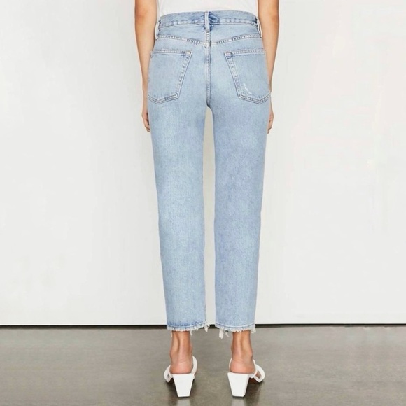 Frame Le Original Slim Straight Jean Distressed Light Wash Rigid Denim Clash 27 - Picture 2 of 16